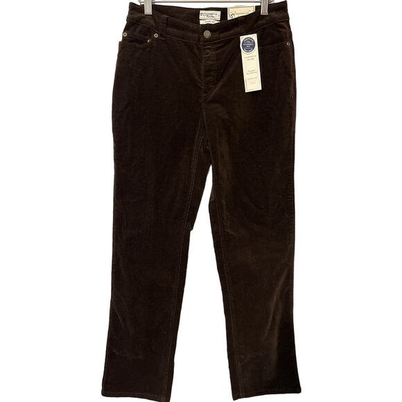 Charter Club Women’s Pants Brown Size 4 Micro Corduroy Slimming Straight Leg * - Picture 1 of 7